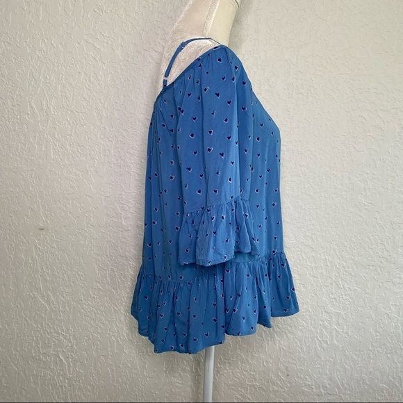 Beachlunchlounge lexi off shoulder ruffle top Heart printed Size XS - Picture 6 of 9